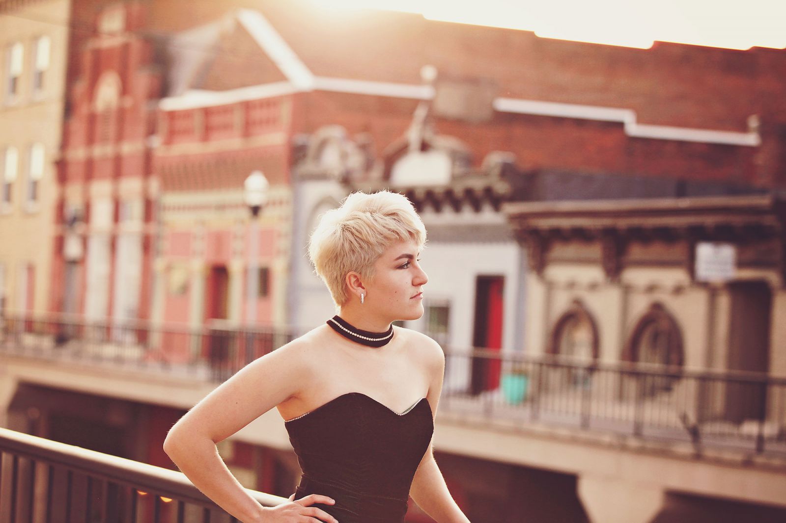 Senior girl downtown